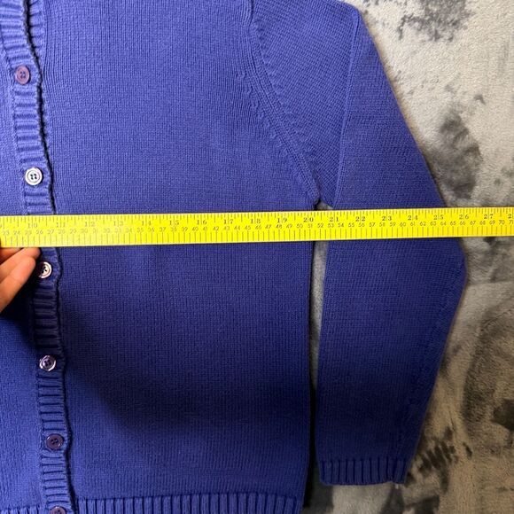 L.L. Bean Womens Long Sleeve Cardigan Size Medium Purple Button Down Cotton - Picture 4 of 7